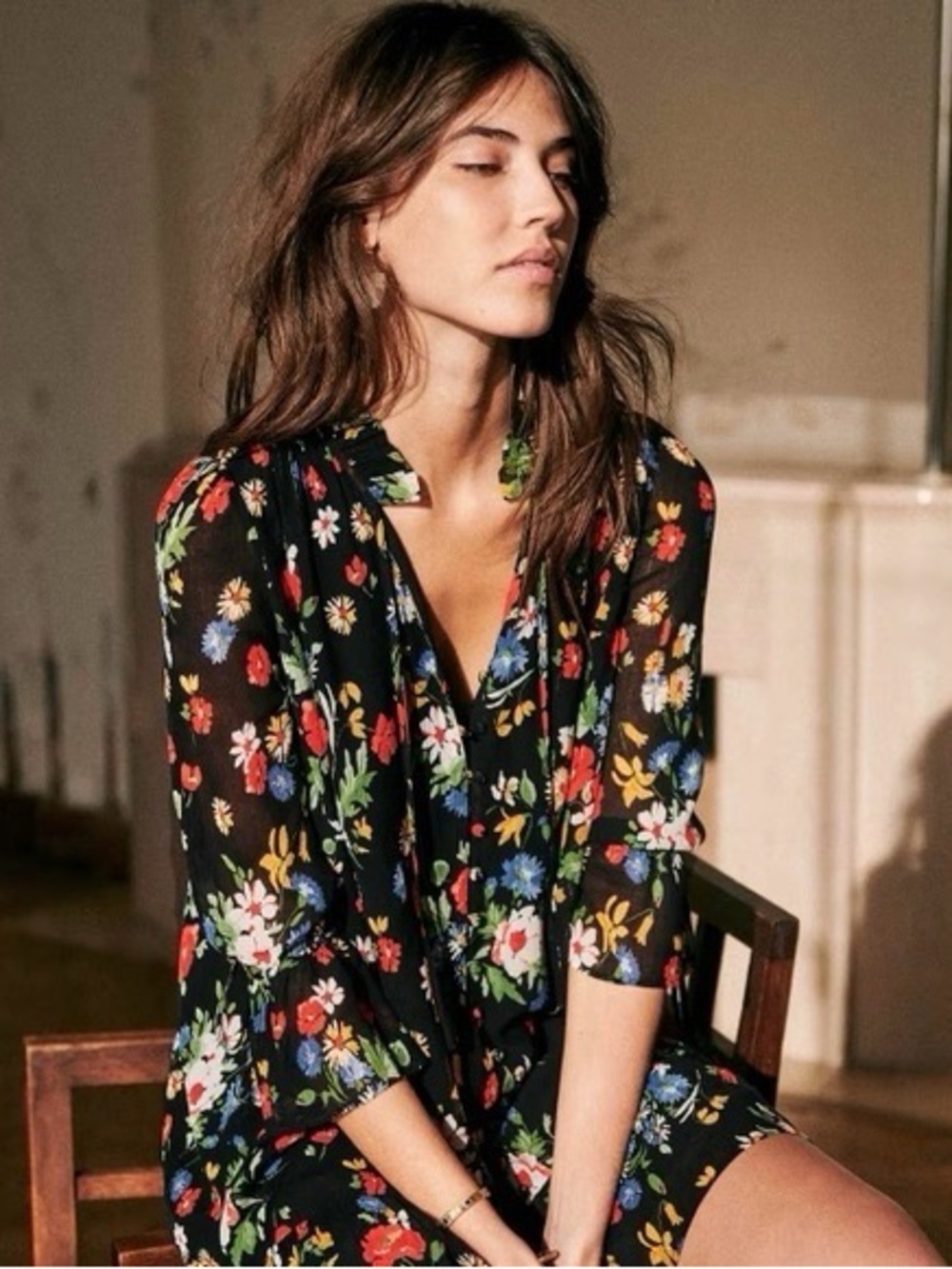 Sezane India dress Womens Black Floral dress - size 12